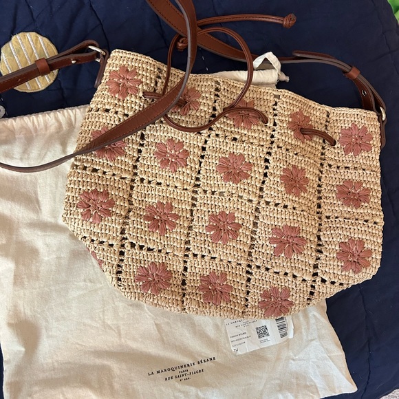 Sézane blush floral embroidered farrow bucket bag - Picture 4 of 7